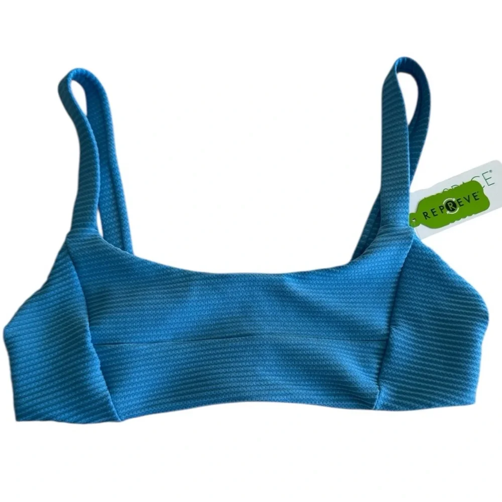 L*Space Oceanside Bikini Top Blue Size M NWT | Designer Swimwear